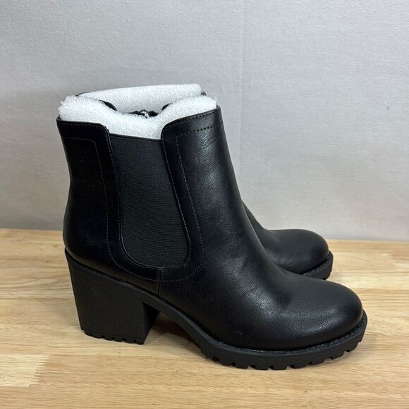 Sun + Stone Women's Morghan Lug Sole Block-Heel Booties, Black Size 8 M NIB - Picture 1 of 8